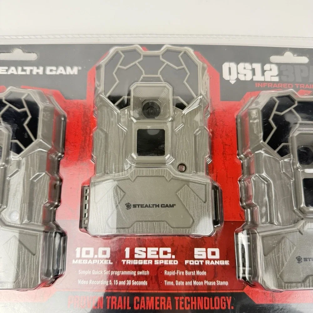 Stealth Cam Kit QS12K 3 Pack Infrared Trail Camera 10.0 MP 50 FT Range Brand NEW